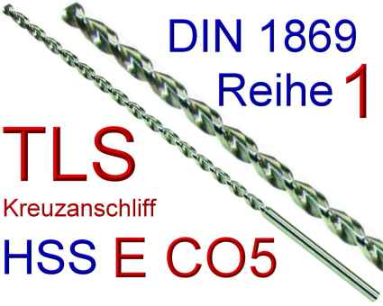 Din 1869 Bohrer HSSE CO5 TLS Reihe 1 D=  6,50/215/150