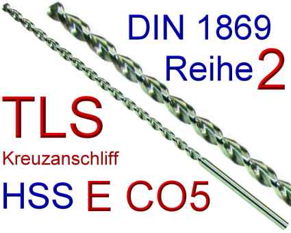 Din 1869 Bohrer HSSE CO5 TLS Reihe 2 D=  7,00/290/200