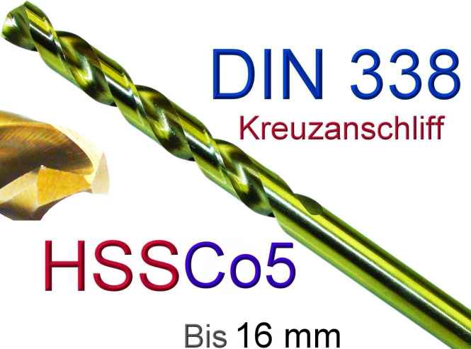 HSS CO5% VA Bohrer Kobalt HSSE Edelstahl Spiralbohrer 0,5-16 mm Metallbohrer 