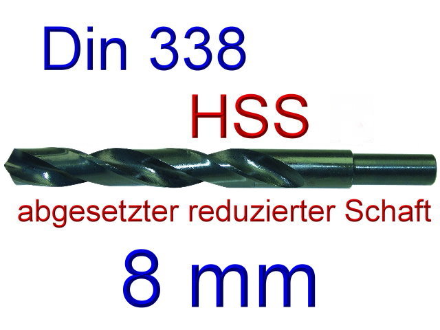 BGS HSS-Fräsbohrer-Satz titan-nitriert 3-4-5-6-6,5-8 mm Bohrer Fräser Fräsen 