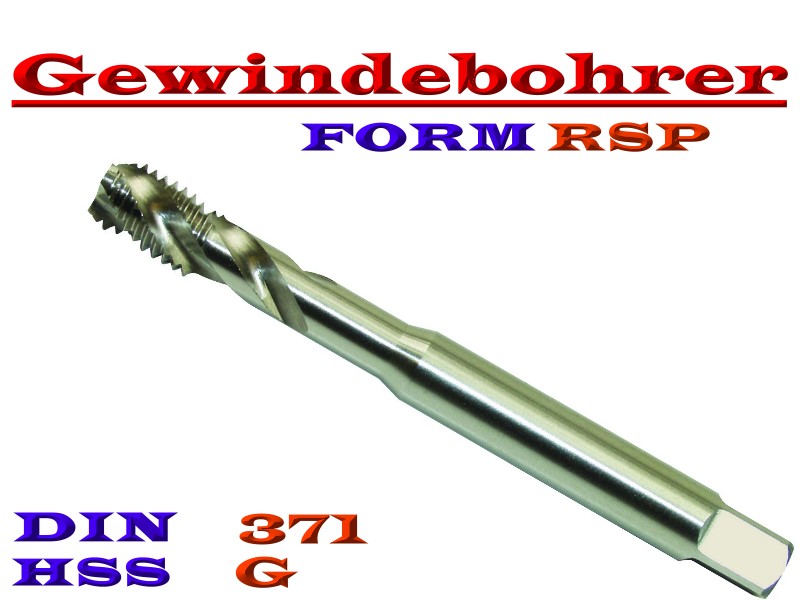 Maschinengewindebohrer M8 HSS Sackloch spiral  DIN 371 Form C 35° RSP 